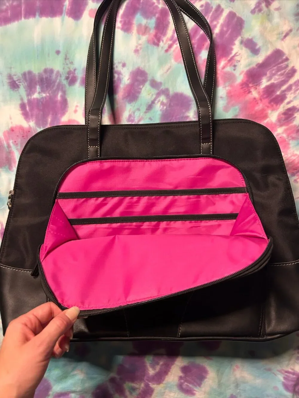 Women's Work Laptop Briefcase Bag with Hot Pink Lining